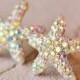 Sparkling Starfish Stud Earrings,Crystal AB Rhinestone Starfish,Ocean,Beach Wedding,Bridal,Nautre,Rhinestone Stud Earrings,Northern Lights