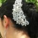 SALE Vintage Style Crystal Bridal Hair comb, Pearl Bridal Haircomb, Swarovski Crystal Hair Comb Slide, Flower Rhinestone Hair