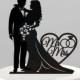 Wedding Cake Topper Silhouette Bride And Groom With "Mr & Mrs" Acrylic Cake Topper [CT66mm]