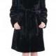 Black faux mink cashmere with mink fur women knee-length coat