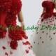 QQ225 Red And White Wedding Gown With Long Train,chic Quinceanera Dresses 2014,cheap Bridal Gown Under 300