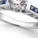 Effy Bridal Certified Diamond (1 ct. t.w.) and Sapphire (7/8 ct. t.w.) Engagement Ring in 18k White Gold