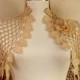Land Of Dreams / Crochet Shrug With Flower Brooch Caramel-Gold Short Sleeve Bolero Jacket Cardigan Wedding Bridal Shrug Bolero S M L