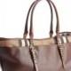 BURBERRY Brown Soft Leather and Canvas Mixture Flexible Handles Tote Bag