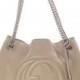 100% Authentic GUCCI Beige Leather SOHO HOBO bag with Chain Straps