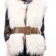 White Faux Wool Fur Short Vest Leather Belt