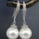 Bridal Pearl Earrings Wedding Jewelry Swarovski Pearls Cubic Zirconia Simple Dangle Classic Earrings Bridesmaid Gifts White Or Ivory/Cream