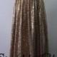 Sparkly Brown Gold Pleated Bust Empire Waist Sequined Floor Length Prom Dress