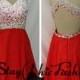 White Red Colorful Beaded Illusion One Shoulder Open Back Prom Dress 2015