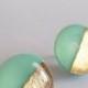 Mint Green Gold Round Stud Earrings - Surgical Steel Posts