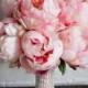 Blush Pink Peony Bouquet With Rhinestone Handle - Peony Wedding Bouquet