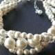 Modern Vintage Bridal Bracelet, Twisted Pearl Wedding Bracelet, Ivory White Pearl Bridal Jewelry, Classic Pearl Bracelet, GRACE