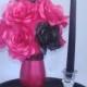 Pink and black Wedding Centerpiece, Hot pink bridal decor, Hot pink Quinceanera decor, Fake flower Decor, Home Decor, Paper Flower decor