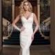 Column Lace Elegant Low V-neck Buttons Wedding Dress - Promdresshouse.com