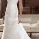 A-line Lace Scoop Natural Waist Sweep/Brush Train Criss Cross Back Sleeveless Beading Draping Wedding Dress - Promdresshouse.com