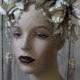 The Grey Lady - Headdress Of Handpainted Grey Lilies, Howlite Skulls, Vintage Pearls, Swarovski Crystals And Vintage Lace - To Order