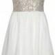 White Skater Dress With Sequin Embellished Sleeveless Top