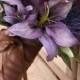 Woodsy Lavender Tiger Lily And Brown Bride Bouquet