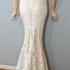 Angelic Hippie Wedding Dress Crochet Cream LACE Wedding Gown Boho Wedding Dress Plunging Back Mermaid Wedding Dress Sz Small