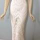 Angelic Blush Wedding Gown Bohemian Wedding Dress Crochet LACE Wedding Gown Sheer Back Cap Sleeve Sz Small