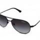 VOGUE Black Cat Aviator Sunglasses with Thin Metal Temple
