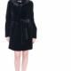 Black faux mink cashmere and fur with diamond buckle