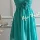 Turquoise Floral Bridesmaid Dress , Party Dress , Knee Length Dress