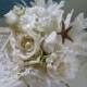 Seashell Beach Wedding Bridal Bouquet-Coral Bridal Bouquet-White Bridal Bouquet