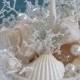 White Seashell Coral Pearl Wedding Cake Topper-Starfish Beach Wedding Cake Topper