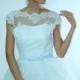 50's Inspired Polka Dots LACE Wedding Dress Features Buttons Up Back View And Cape Sleeves_make To Measurement