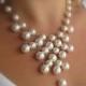 WHITNEY-White Glass Pearl Bib Style Necklace