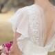 Ivory V Neck Chiffon Florals A-line Simple Wedding Dress