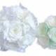 Mint Green bouquet, White Paper Bouquet, Grey toss bouquet, Fake flower bouquet, silk flower bouquet, faux flower bouquet, Bridemaid bouquet