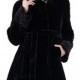 Faux black mink cashmere with mink fur hat women long coat
