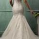Fit and Flare Cap Sleeves V-neck Lace Wedding Dresses with Illusion Back