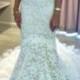 Vintage IvoryWhite Lace Sweetheart Ruching Mermaid Bridal Wedding Dress Gown