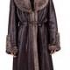 Chocolate suede with faux dark gray mink fur long suede coat