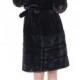 Faux black mink cashmere with mink fur hem women middle coat