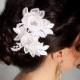 Lace Ivory Hair Flowers, Bridal Flower Headpiece, Bridal Hairpiece, Ivory Hair Clips, Wedding Hair Accessories - CARLA