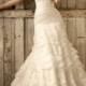 Strapless A-line Scoop Neckline Tiered Ruffled Vintage Wedding Dresses