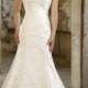 Lace Over Straps V-neck Trumpet Wedding Dress