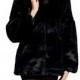 Faux black mink fur with gem button women short coat