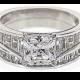 FINE JEWELRY DiamonArt Cubic Zirconia Sterling Silver Princess Bridal Ring Set