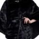 Black faux mink fur bat style with hood women hip length coat