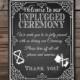 Wedding Sign Unplugged Wedding Chalkboard Party Bride Instant Download Printable No Cameras Cell Phones Large 16 X 20" 8 X 10" Chalksuite