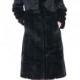 Faux black mink fur with diamond button long women coat
