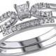 1/5 CT. T.W. Princess and Round Diamond Bridal Ring Set in Sterling Silver (GH I2-I3)