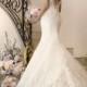 Elegant Fit and Flare Illusion Straps Wedding Dresses with Deep V-back