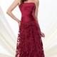 Strapless Red Pleated Satin and Tulle A-line Mother of the Bride Dress