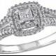 3/8 CT. T.W. Princess and Round Diamond Bridal Ring Set in Sterling Silver (GH I2-I3)